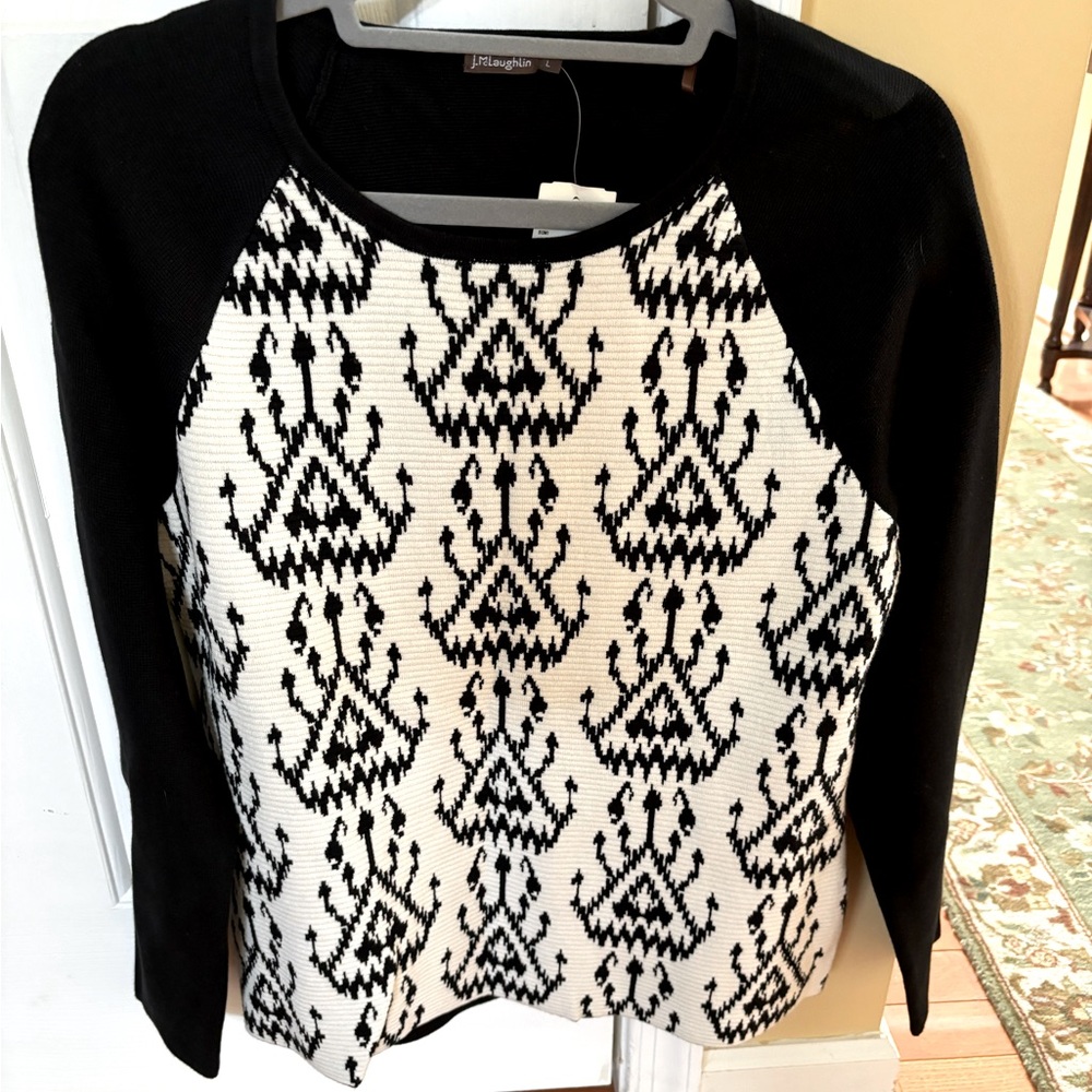 NWT J.M. Laughlin Black and White Patterned Women's Sweater/Top